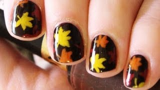 Simple Fall Leaves Nail Art [upl. by Phelips937]