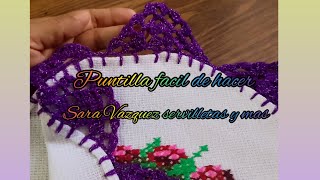 54 de puntilla facil para tortilleros 💜 pasó a paso Sara Vazquez servilletas y mas [upl. by Kaiulani]