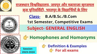 Homonyms amp Homophones  Definition amp Examples  General English  Vocabulary  For All Exams [upl. by Fesuy712]