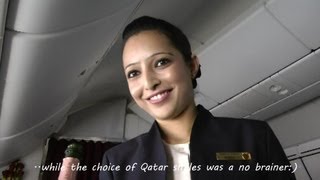 Inside Qatar Airways Boeing 787 Dreamliner Business Class Full Flight DohaFrankfurt in HD [upl. by Mano]