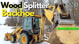 My Wood Splitter Doubles as a Backhoe  Homemade DIY Wood Splitter Splits Large Rounds With Ease [upl. by Laban]