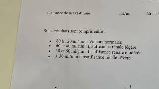 Valeur de la créatinine et clairance de la créatinine variation physiologique medecine foryou [upl. by Fife]