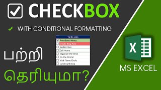 How to create Checkbox with Conditional Formatting in Excel in Tamil [upl. by Eldon]