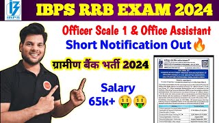 IBPS RRB PO amp CLERK Short notification out 🔥 IBPS rrb officer Scale 1 amp office assistant vacancy [upl. by Haneekas]