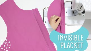 Placket Sewing Tutorial  How to sew a shirt Buttoninvisible Placket  Perfect Placket [upl. by Ahsimaj631]