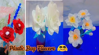 ✨Turn Plastic Bags into Stunning Flowers 🎨  Plastic Flower banane ka tarika  DIY [upl. by Sausa655]