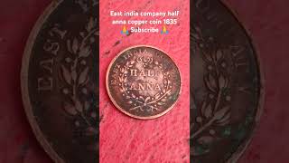 India half anna copper coin 1835 year oldcoin [upl. by Ahsiral]