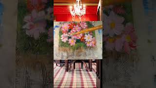 【油絵】【秋桜】油絵 手書き アート 絵画 絵 油彩画 美術 Peinture peinture oil 秋桜 コスモス 秋 [upl. by Hana]