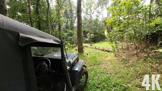 POV Off Road  36 year Old Mahindra Jeep  Clearing Obstacles on the Way  4K  ASMR  Rubber Plants [upl. by Ardella299]