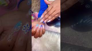 Almond nails bluenails different naildecoration followme shortnails [upl. by Amimej309]