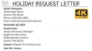 How To Write Holiday Request Letter with Sample and Explanation  Writing Tutorials [upl. by Rihana72]