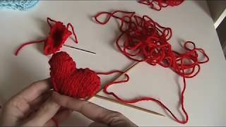 Cuore ai ferri  cuore a maglia  lavorare a maglia  knit heart [upl. by Kinom702]