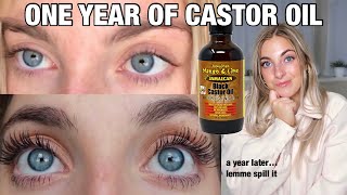 CASTOR OIL ONE YEAR LATER for EYELASH growth an update amp questions answered  Morgan Green [upl. by Eidroj]