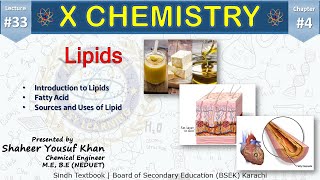 33 Lipids  Ch 4 Biochemistry  10 new chemistry book  Sindh Board  ykSir [upl. by Koressa288]