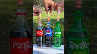 “Cola Pepsi Sprite which drink reacts more strongly” 😱 cokevsmentos experiment [upl. by Jemy]