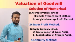 Valuation Of Goodwill  Solution Of Numerical By All Methods [upl. by Seuqcaj]