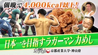 【カツめし】朝晩で4000kcal以上！関西大学リーグ３連覇『京都産業大学ラグビー部』日本一を目指すラガーマンの力めし（2024年4月4日） [upl. by Awe]