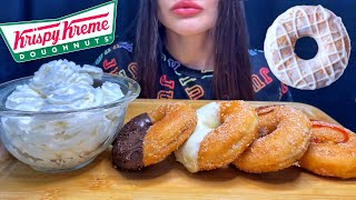 EXTRA CREAMY KRISPY KREME DONUTS  MUKBANG ASMR  EATING SOUNDS [upl. by Vershen]