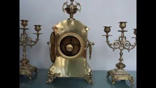 JAPY FRERES Mantel Clock SET France Antique Chime Candelabras BRONZE FRANCE [upl. by Lunn]