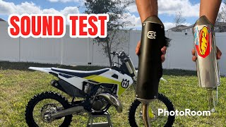 Husqvarna TC 125 FMF Shorty Vs Stock Pipe sound test Fuel Mx [upl. by Viglione]