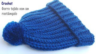 Gorro tejido con un rectángulo a crochet [upl. by Huntington]