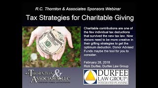 Donor Advised Funds Tax Strategies Webinar for Charitable Giving [upl. by Pressman355]