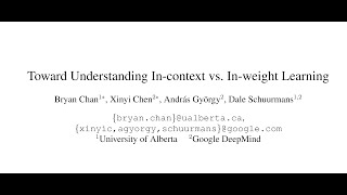 Toward Understanding Incontext vs Inweight Learning [upl. by Brandea]