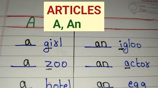 ARTICLES A An  Examples A An Articles English Grammar [upl. by Howlan38]