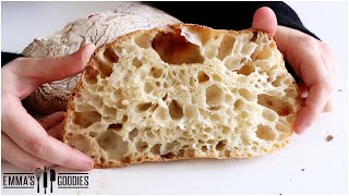 4 Ingredient NOKnead Ciabatta Bread Recipe  The EASIEST Way to make Ciabatta [upl. by Llerrem]