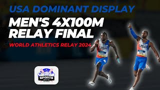 Mens 4x100m Relay Final  USA Dominant Display Highlights  WORLD ATHLETICS RELAYS Bahamas 2024 [upl. by Arleyne]