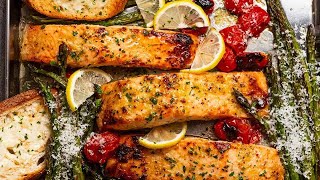 Healthy Oven Lemon Garlic Salmon [upl. by Oxley]