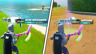 Salven Vierfachwerfer Saufkanone finden in Fortnite  2 Neue Exotische Waffen  FERJUS [upl. by Linoel]