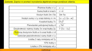 Wyrażenia Algebraiczne  Zadanie  Matfiz24pl [upl. by Egedan]