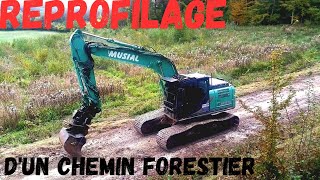 reprofilage dune route forestière kobelco sk 180 lc 11 et steelwrist x 20 [upl. by Rimhsak]