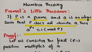 btechmathshub 7050 Fermats Little Theorem Proof Number Theory Discrete Mathematics  MFCS [upl. by Gentry]