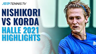 Kei Nishikori vs Sebastian Korda  Halle 2021 Highlights [upl. by Norvol]