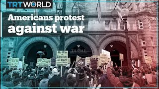 Antiwar protesters rally in several US cities [upl. by Imarej]