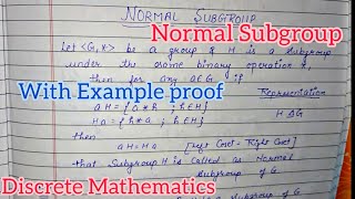 Normal Subgroup in Group Theory With Example Discrete Mathematics  Algebraic Structure [upl. by Lekym961]