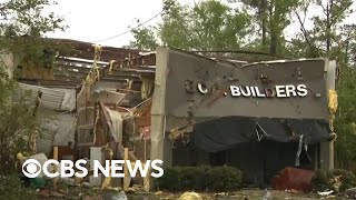 Powerful storms tear through southeast US [upl. by Assiled]