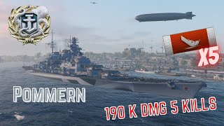 World Of Warships Replay ไทย  Pommern 5 Kills 190 Dmg บู๊ให้แหลก แหกให้สุด แล้วหยุดที่ Kraken แตก [upl. by Ecyarg639]