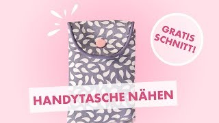 Handytasche nähen  mit Paspelband und Druckknopf gratis Schnittmuster [upl. by Aliakim]