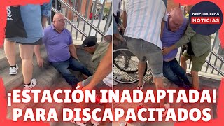 DISCAPACITADO SE ARRASTRA POR LAS ESCALERAS PARA ACCEDER A UNA ESTACIÓN DE TREN EN TARRAGONA [upl. by Cioffred]