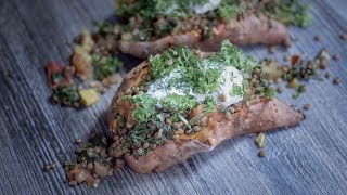 Sweet Potatoes with Lentils  Easy Vegan Recipe for Fitness amp Health [upl. by Lauretta]