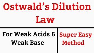 Ostwald dilution law in Hindi  Ionic Equilibrium [upl. by Latsryk915]