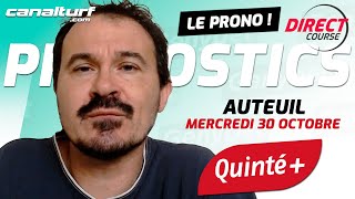 Pronostic Quinté et des courses PMU du Mercredi 30 octobre 2024  En partenariat avec GenybetTurf [upl. by Nahgem]