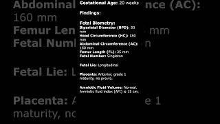 Normal 20 Week Obstetric Ultrasound Sample Report  Fetal USG pregnancyusg ultrasoundreport [upl. by Bolte]