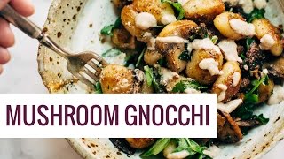 Mushroom Gnocchi with Arugula and Walnut Pesto [upl. by Ljoka]