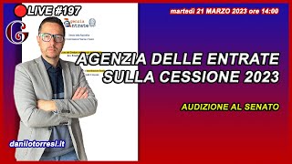 Audizione del Direttore dell’Agenzia delle Entrate al Senato sulla cessione del credito 2023 🔴197 [upl. by Marshall]