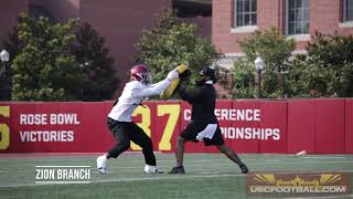 USC football fall camp defensive back form tackling drill [upl. by Shulock]