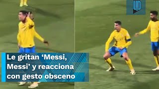 ¡Será castigado A CR7 le gritan ‘Messi Messi’ y reacciona con gesto obsceno a la afición [upl. by Rebmak]